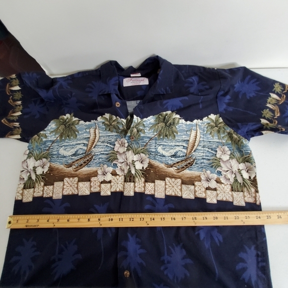 Men's Hawaiin Shirt XL Cotton Button-up Front and Back Graphic Hawaii Designed - Picture 8 of 11